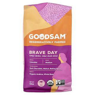 GoodSam, Café d'origine unique, Brave Day, Grains entiers, Torréfaction moyenne, 350 g