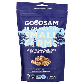 GoodSam PBC, органические необработанные грецкие орехи, половинки и кусочки, 227 г (8 унций)