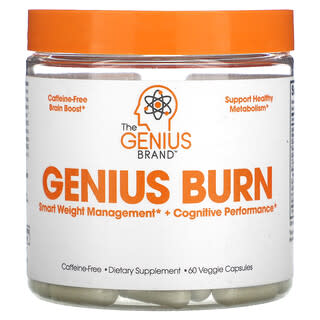The Genius Brand, Genius Burn, Sin cafeína, 60 cápsulas vegetales
