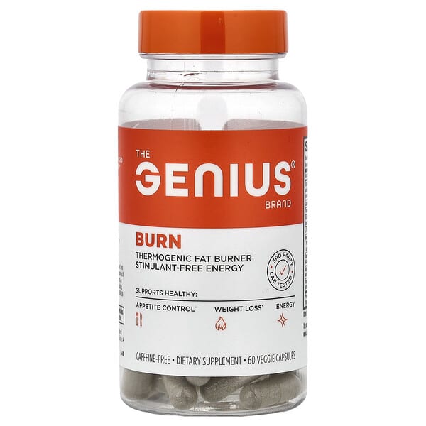The Genius Brand Burn, Caffeine-Free, 60 Veggie Capsules