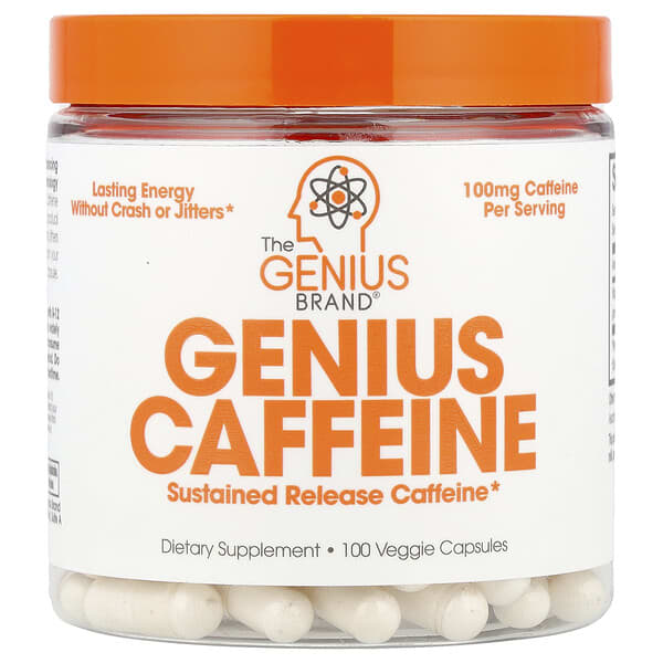 The Genius Brand Genius Caffeine, 100 mg, 100 Veggie Capsules