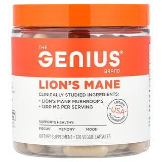 The Genius Brand, Genius Lion's Mane, 120 vegetarische capsules (600 mg per capsule)