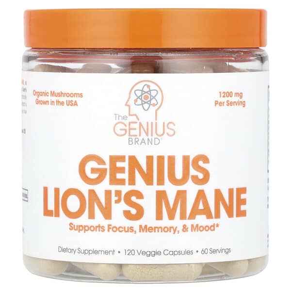 Genius Lion's Mane, 120 Veggie Capsules (600 mg per Capsule)