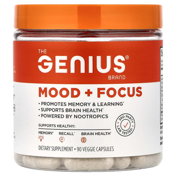 The Genius Brand, Mood + Focus, 90 Veggie Capsules — product photo 1