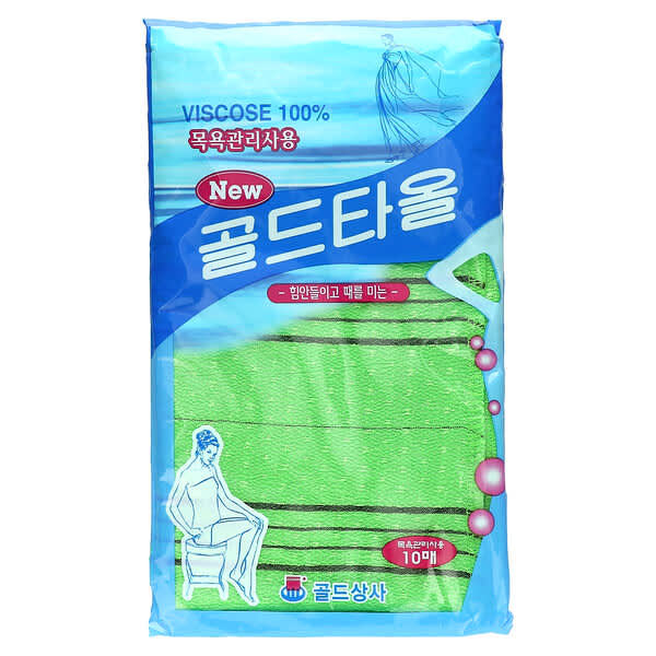 Goldsangsa, 각질 제거 타월, 그린, 10개입