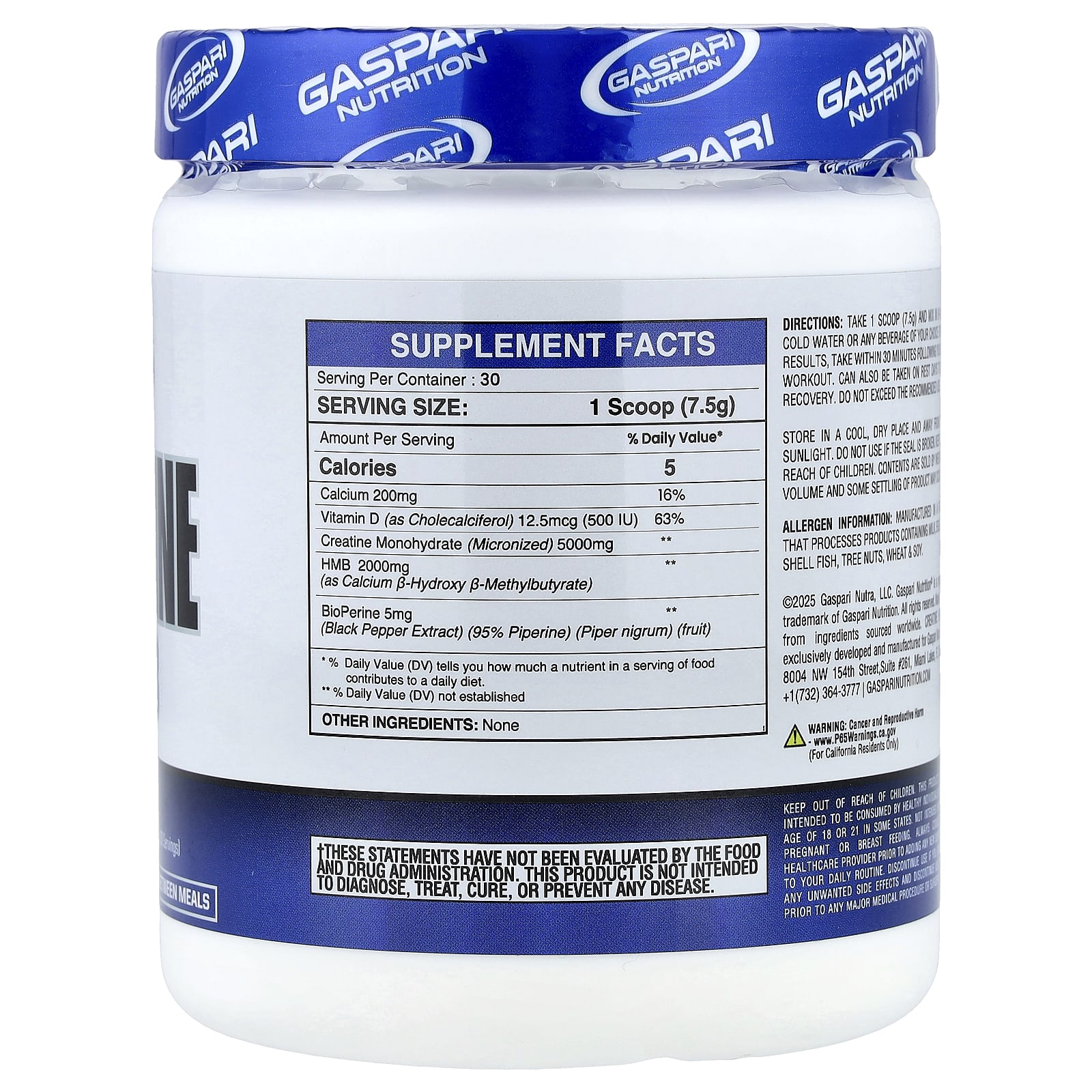Gaspari Nutrition, Creatine HMB, Unflavored, 225 g