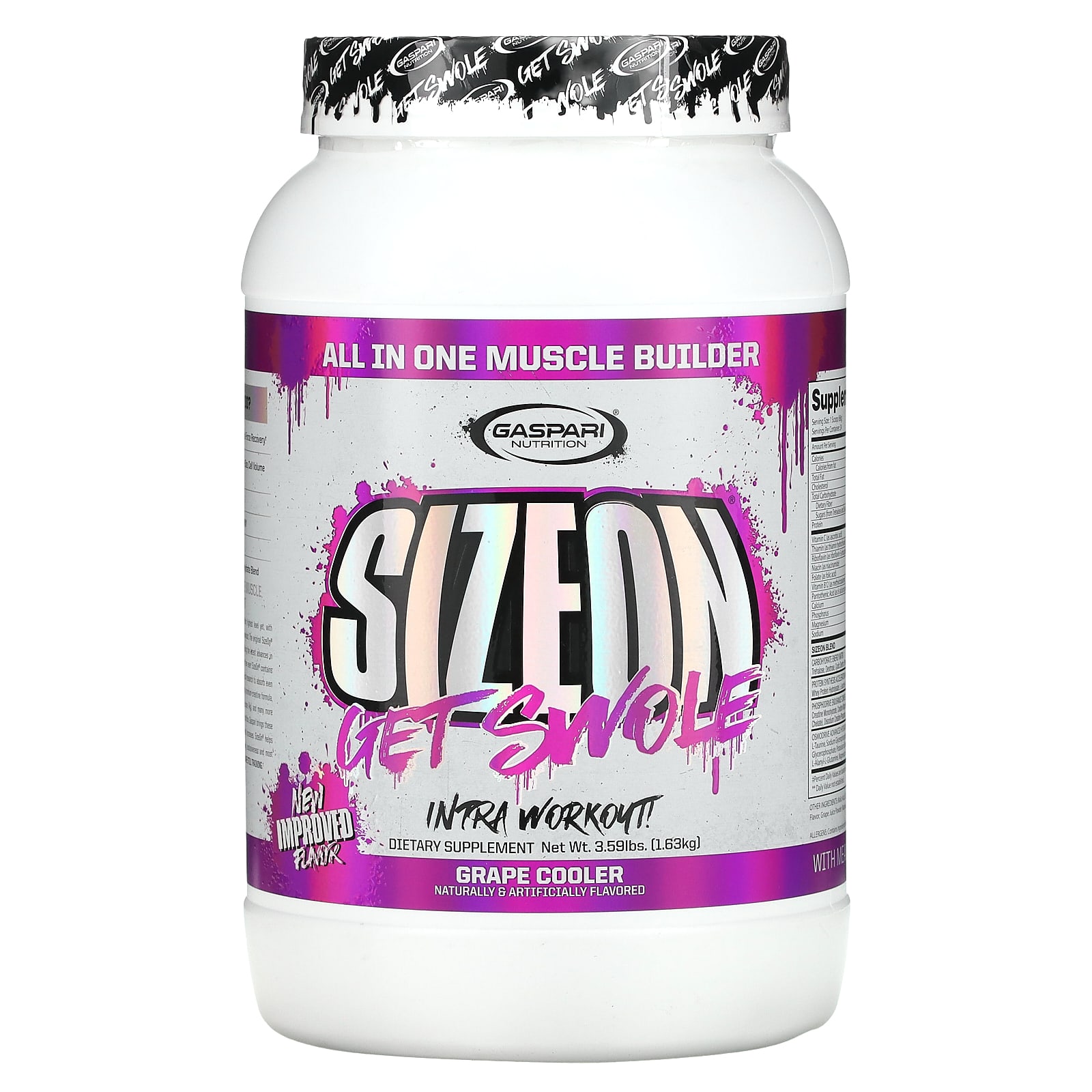 SizeOn（サイズオン）、All In One Muscle Builder、グレープクーラー風味、1.63kg（3.59ポンド）