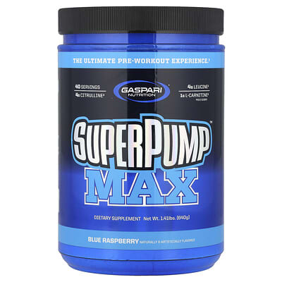 Gaspari Nutrition, SuperPump™ Max, Blue Raspberry, 1.41 lbs (640 g)