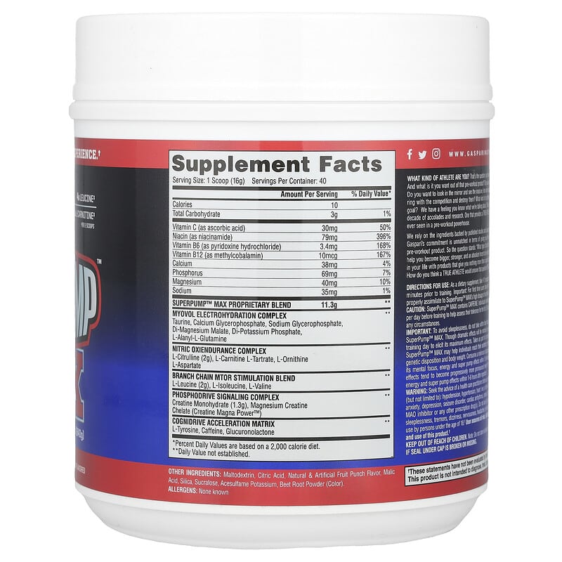 SuperPump™ Max, Punch cu fructe, 1,41 lbs (640 g) SuperPump™ Max, Punch cu fructe, 1,41 lbs (640 g)