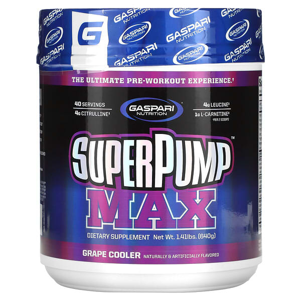 Gaspari Nutrition‏, SuperPump Max, מקרר ענבים, 640 גרם (1.41 ליברות)