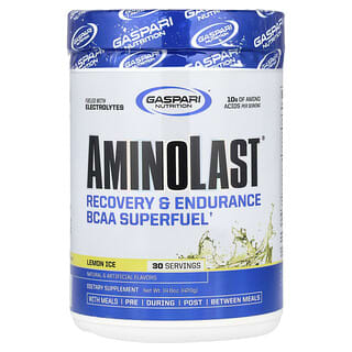 Gaspari Nutrition, Aminolast®, Supercombustibil BCAA pentru recuperare și rezistență, gheață de lămâie, 14,8 oz (420 g)