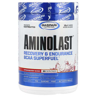 Gaspari Nutrition, Aminolast, 支鏈氨基酸粉，修復體能加強耐力，草莓奇異果味，14.8 oz (420 g)