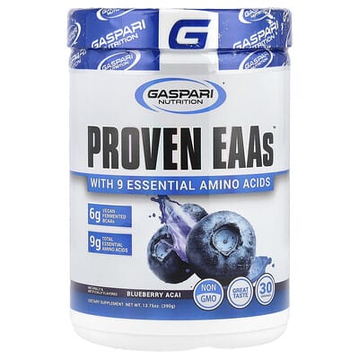 Gaspari Nutrition, Proven EAAs™, with 9 Essential Amino Acids, Blueberry Acai Flavor, 13.75 oz (390 g)
