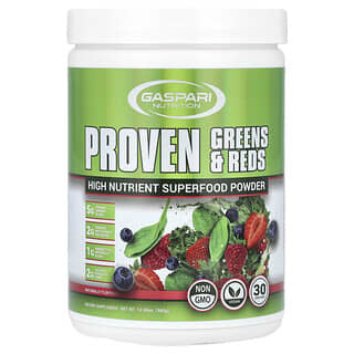 Gaspari Nutrition, Proven Greens & Reds, Superalimento en polvo con alto contenido de nutrientes, 360 g (12,69 oz)
