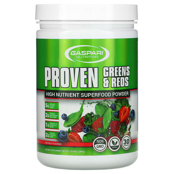 Gaspari Nutrition, Proven Greens & Reds, High Nutrient Superfood Powder, Naturally Flavored, 12.69 oz (360 g)
