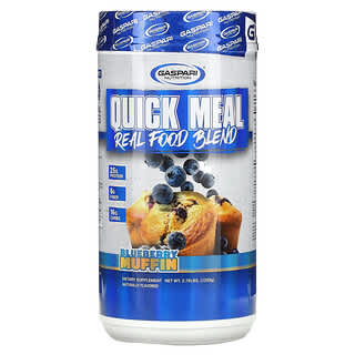 Gaspari Nutrition, Comida rápida, Mezcla de alimentos reales, Muffin de arándanos azules`` 1250 g (2,75 lb)