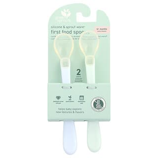 Green Sprouts, Silicone & Sprout Ware®, First Food Spoons, 6+ Months, Light Ealight, 2 Pack