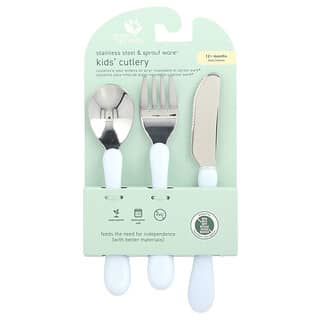 جرين سبراوتس‏, Stainless Steel & Sprout Ware®, Kid's Cutlery, 12+ Months, Blue, 3 Pieces