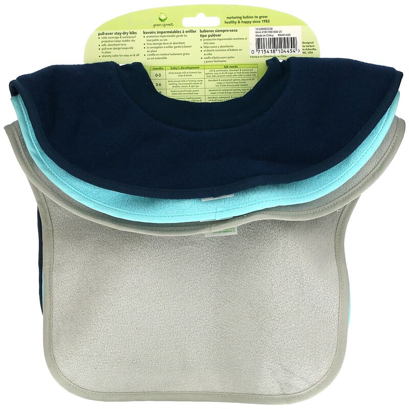 green sprouts® Pull-over Stay-dry Bibs (3 pack)