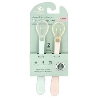 Green Sprouts, First Food Spoons, 6+ Months, Light Sage/Light Grapefruit, 2 Pack