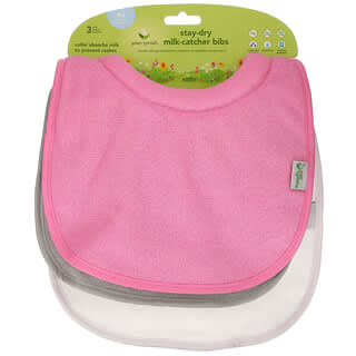 Green Sprouts, Нагрудники-слюнявчики Stay Dry, для детей от 0 до 6 месяцев, розово-серый, 3 шт.