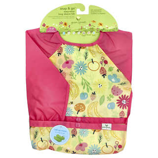 Green Sprouts, Snap & Go Easy Wear Langarm-Lätzchen, 12–24 Monate, Pink Bee Floral, 1 Stück