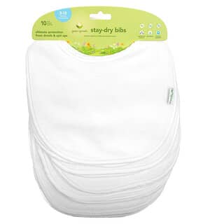 Green Sprouts, Stay Dry Bibs, 3-12 Months, White, 10 Pack