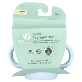 Green Sprouts, Gobelet d'apprentissage en silicone, À partir de 12 mois, Bleu clair, 207 ml