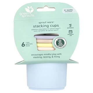 Green Sprouts, Sprout Ware® Stacking Cups, powyżej 6 miesięcy, wielokolorowe, na 6 filiżanek