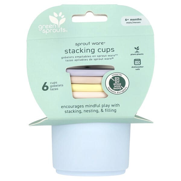 Green Sprouts, Sprout Ware® Stapelbekers, 6+ Maanden, Multicolor, 6 Bekers
