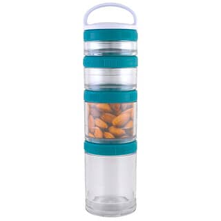 GoStak, Portable Stackable Containers, Teal, Starter 4 Pack