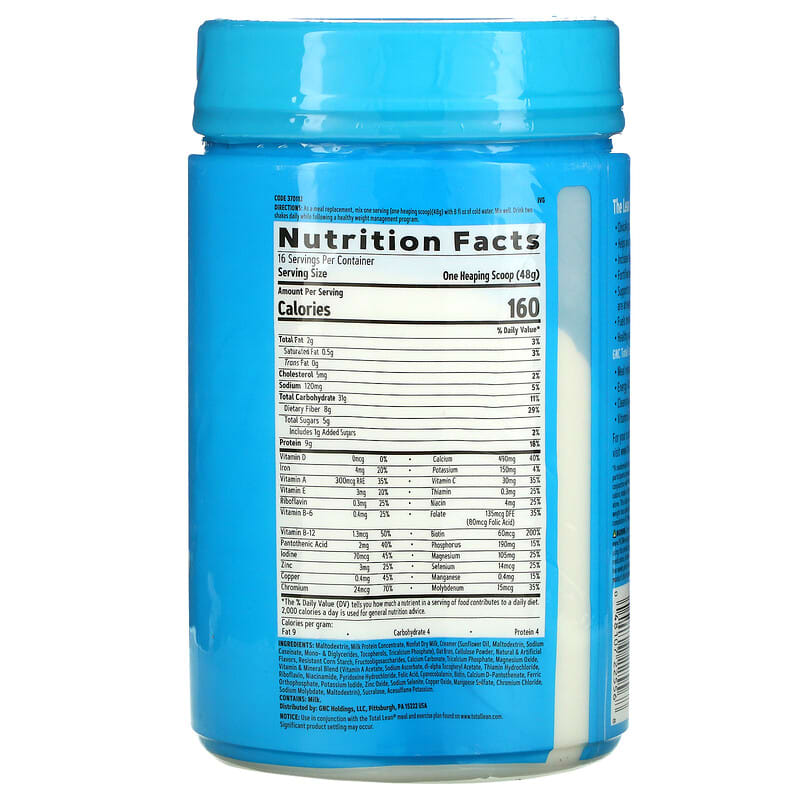  GNC Total Lean, Lean Shake Classic, Fuels Metabolism &  Supports Lean Muscle, Vanilla Bean