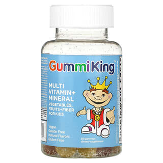GummiKing, 종합비타민 + 미네랄, 야채, 과일 + 어린이용 섬유질, 구미젤리 60개