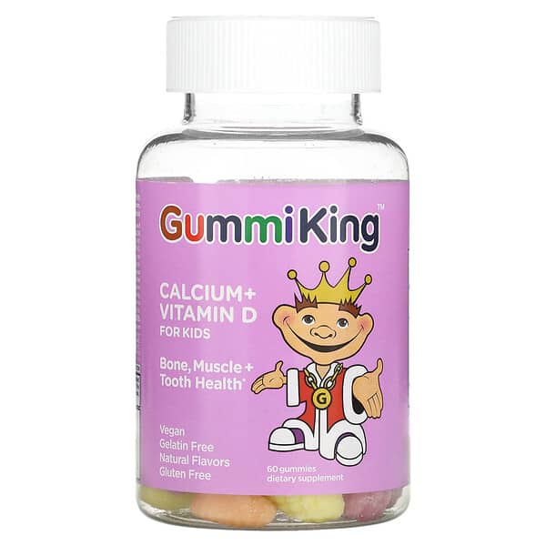 GummiKing, Calcium + Vitamin D für Kinder, 60 Fruchtgummis