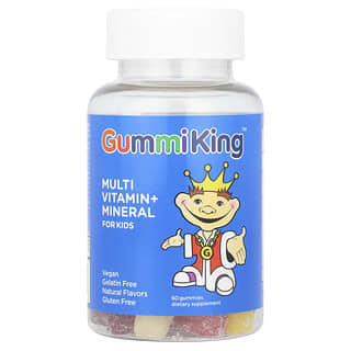 GummiKing, Multi-Vitamin + Mineral for Kids, Strawberry, Orange, Lemon, Grape, Cherry and Grapefruit, 60 Gummies