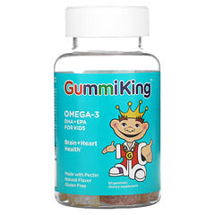 GummiKing, Omega-3 DHA + EPA para niños, Fresa, naranja y limón, 60 gomitas