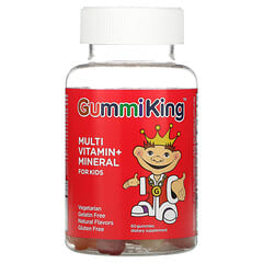 GummiKing, Multivitamin + Mineralstoff für Kinder, Traube, Zitrone, Orange, Erdbeere und Kirsche, 60 Fruchtgummis