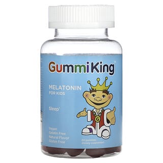 GummiKing (غامي كينغ)‏, ميلاتونين للأطفال، بنكهة الفراولة، 60 قرصًا للمضغ.