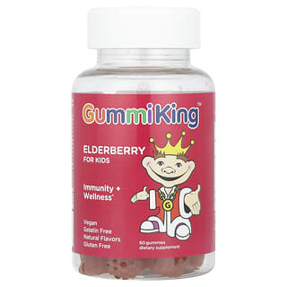 GummiKing, Holunder für Kinder, Immunität + Wellness, Himbeere, 60 Fruchtgummis