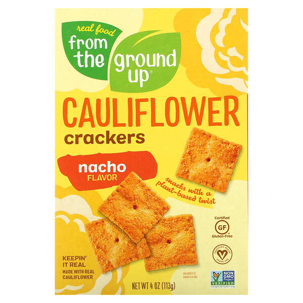 From The Ground Up, Cauliflower Crackers, Nacho, 4 oz (113 g)