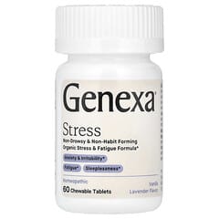 Genexa, Estrés, Fórmula orgánica para el estrés y la fatiga, Vainilla y lavanda orgánicas, 60 comprimidos masticables