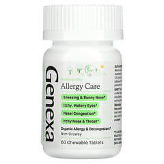 Genexa LLC, Allergy Care, Organic Allergy & Decongestant, Organic Acai Berry , 60 Chewable Tablets