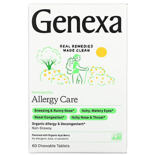 Genexa LLC, Allergy Care, органическое средство от аллергии и отеков, органические ягоды асаи, 60 жевательных таблеток