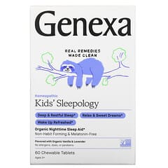 Genexa LLC, Kids' Sleepology, Organic Nighttime Sleep Aid, Ages 3+, Vanilla & Lavender, 60 Chewable Tablets