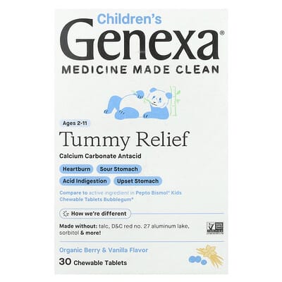 Genexa, Gastrointestinal Soothing for Kids, Ages 2+, Organic Berry & Vanilla, 30 Chewable Tablets