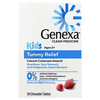 Genexa, Dětská úleva od břicha, od 2 do 11 let, bio bobule a vanilka, 30 žvýkacích tablet