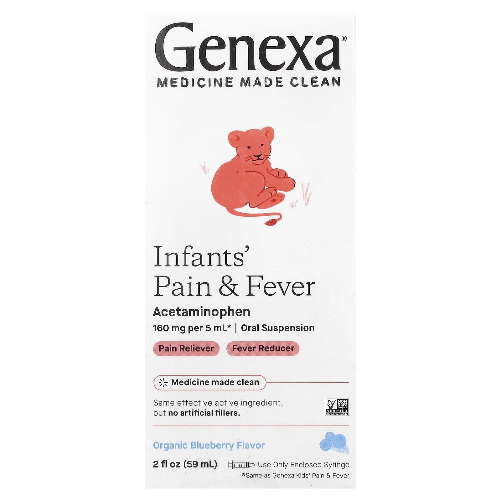 Infants' Pain & Fever, Organic Blueberry, 160 mg, 2 fl oz (59 ml)