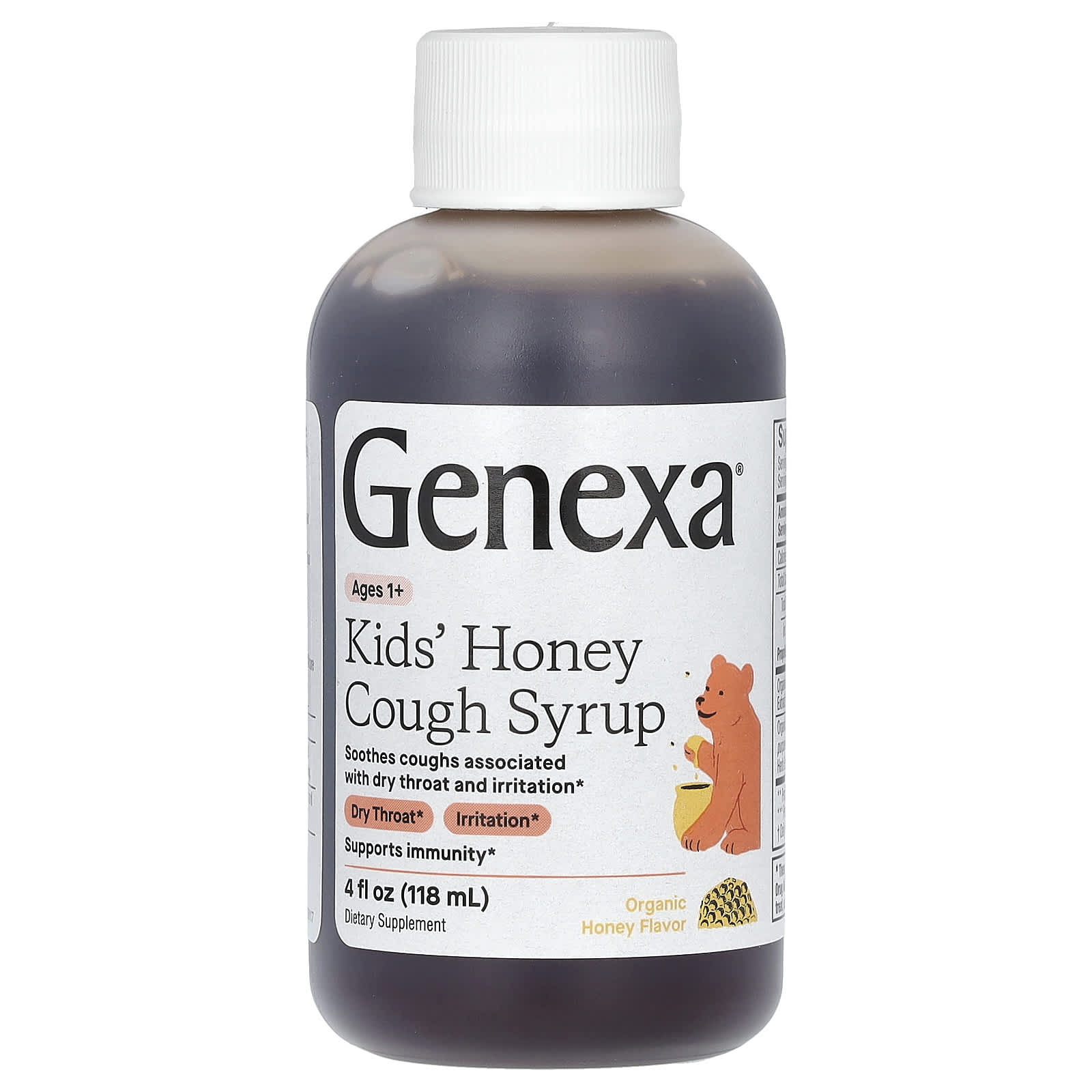 Genexa LLC, Kid's Honey Cough Syrup, Ages 1+, Organic Honey, 4 fl oz