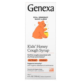 Genexa, Sirop pour la toux au miel pour enfants, À partir de 1 ans, Miel biologique, 118 ml