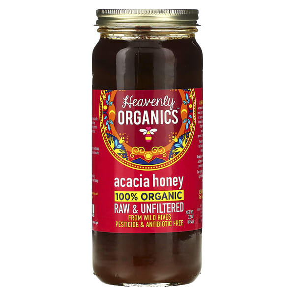 Heavenly Organics‏, 100% Organic Acacia Honey, Raw & Unfiltered, 22 oz (624 g)